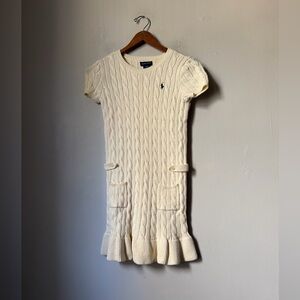 Ralph Lauren girls' cable-knit cotton sweater dress size Large (12-14)
